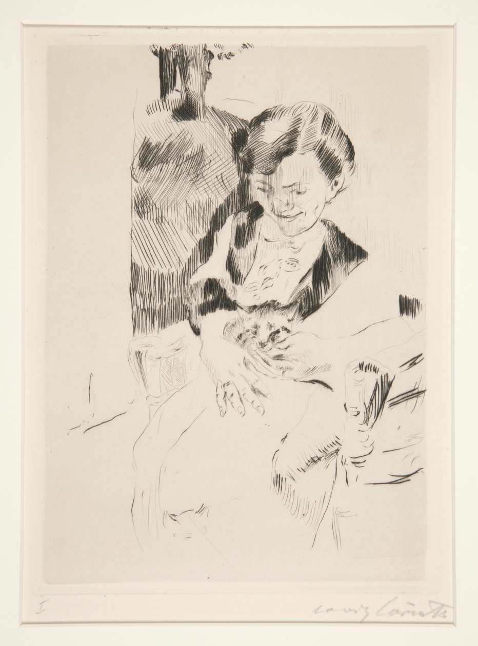 Yavru kedi olan kadın by Lovis Corinth