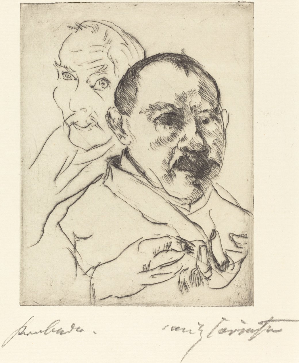 İki Erkek Kafa Otoportresinin Kroki, 1915. by Lovis Corinth