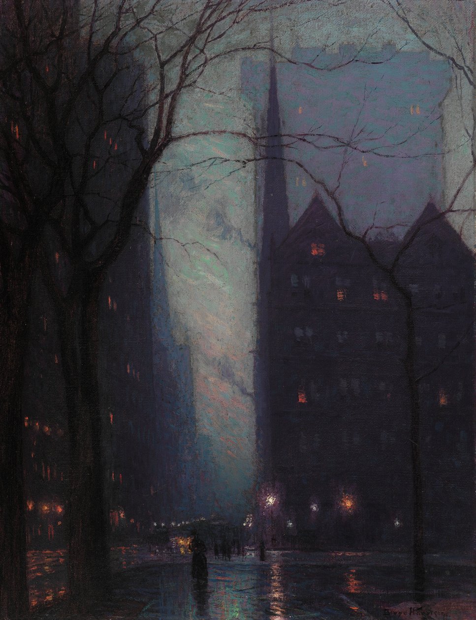 Alacakaranlıkta Beşinci Cadde, c.1910 by Lowell Birge Harrison