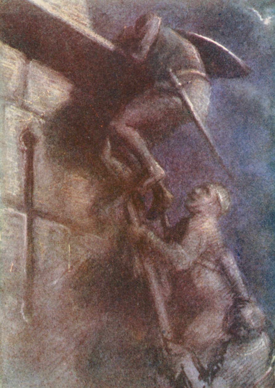 Haçlı Seferleri hikayeleri için illüstrasyon (renkli taş baskı) by Lowes Dalbiac Luard