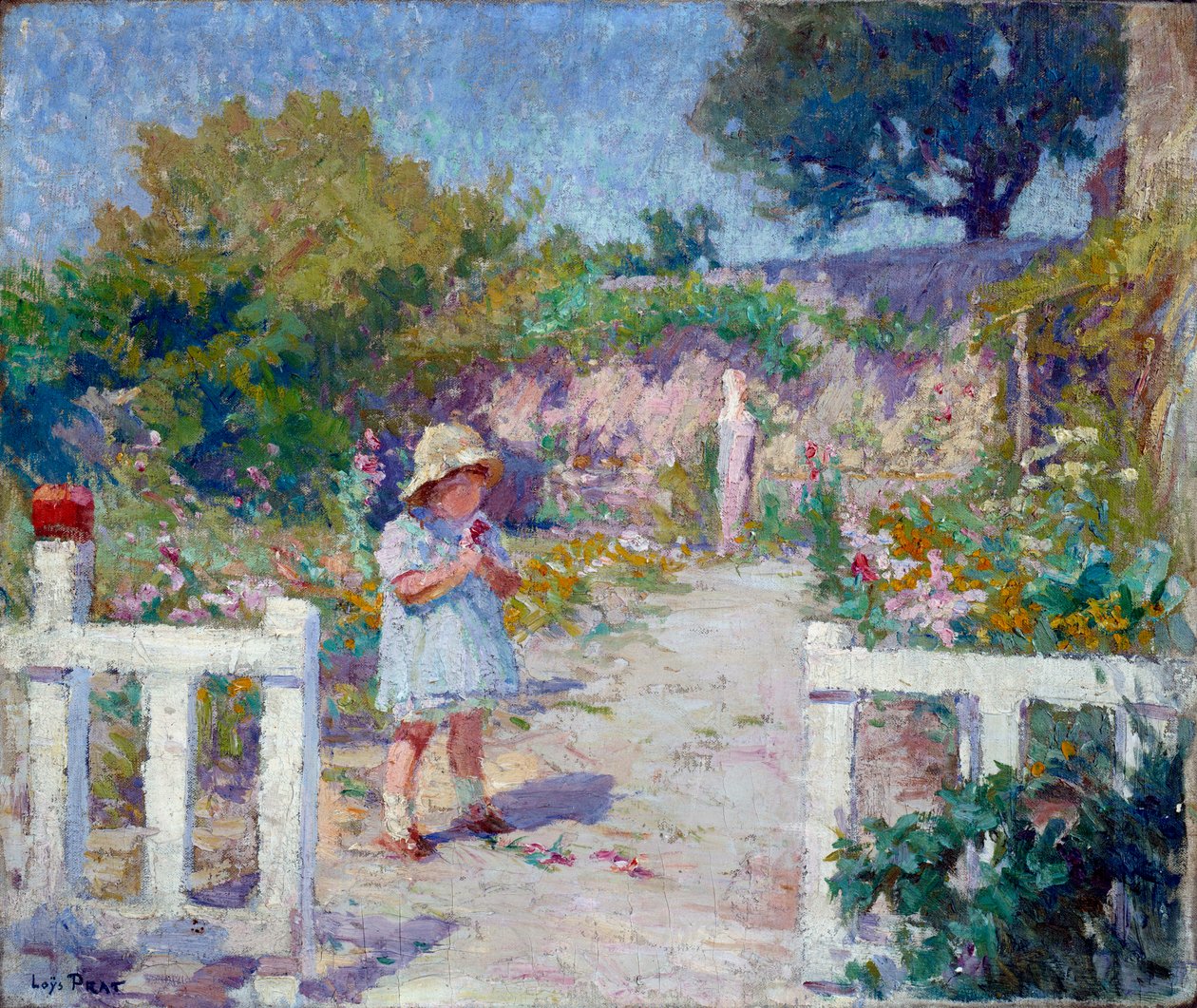 Bahçedeki küçük kız Joseph Loys Prat (1879-1934) tarafından 20. yüzyıl tablosu. by Loys Prat