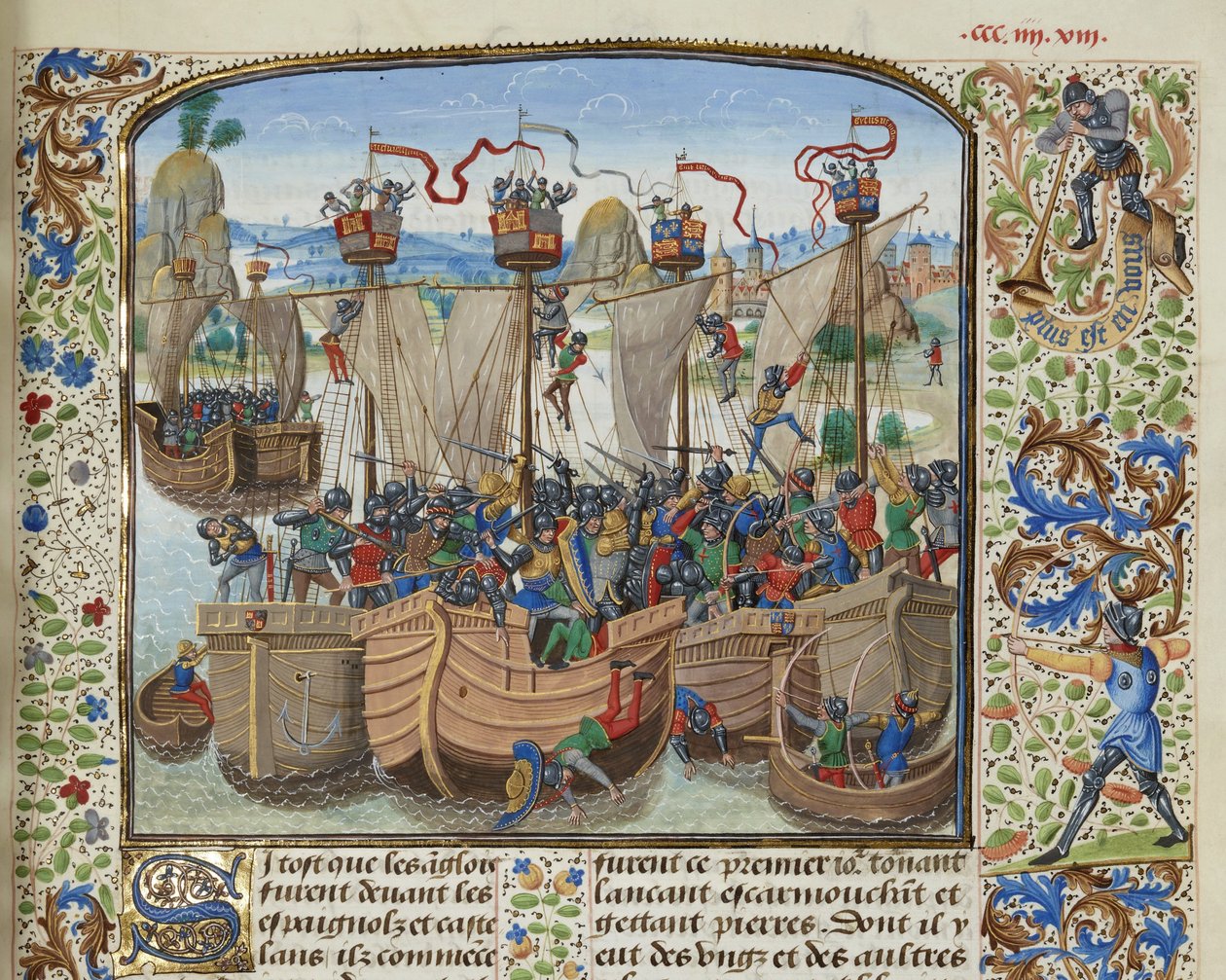 La Rochelle Savaşı, 1372, yaklaşık 1470-1475. by Loyset Liedet