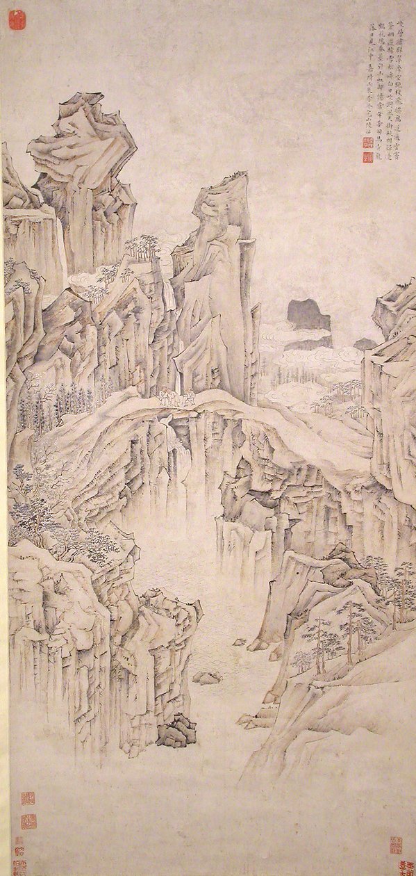 1556 tarihli Doğal Kaya Köprüsü. by Lu Zhi