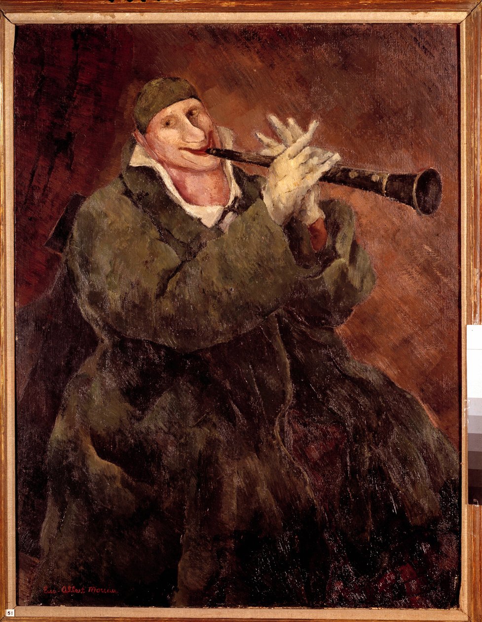 Trompet çalan Grock Palyaço Gock (1880-1959) klarnet çalıyor. Luc Albert Moreau