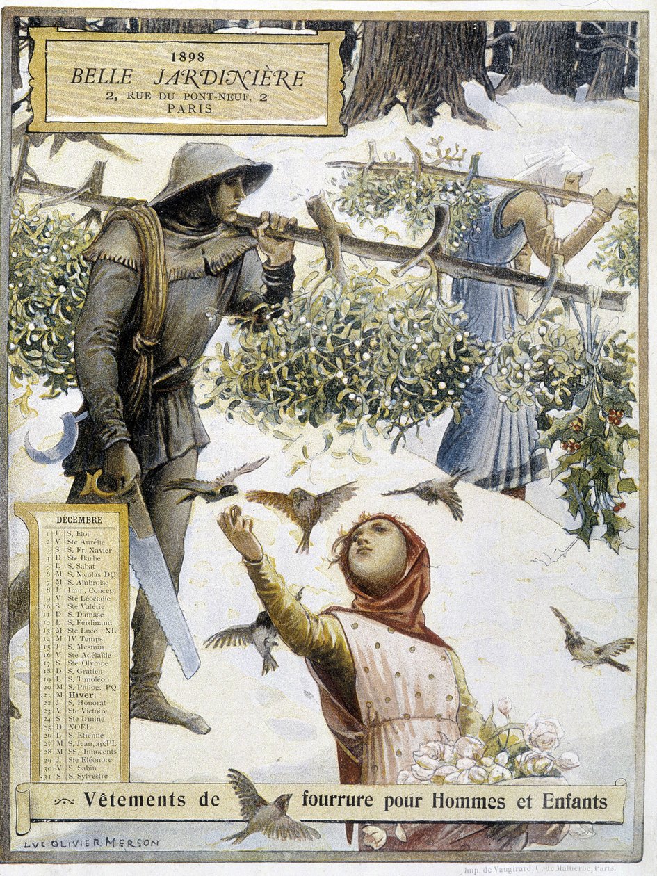 Aralık: ökseotu toplama - "" La belle jardinière" mağazasının Takviminde Luc-Olivier Merson tarafından by Luc Oliver Merson