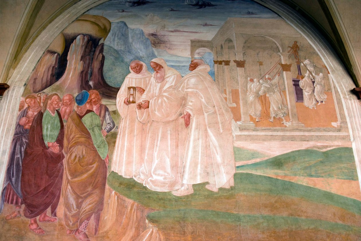 Aziz Benedict, Montecassino sakinlerini müjdeliyor by Luca Signorelli