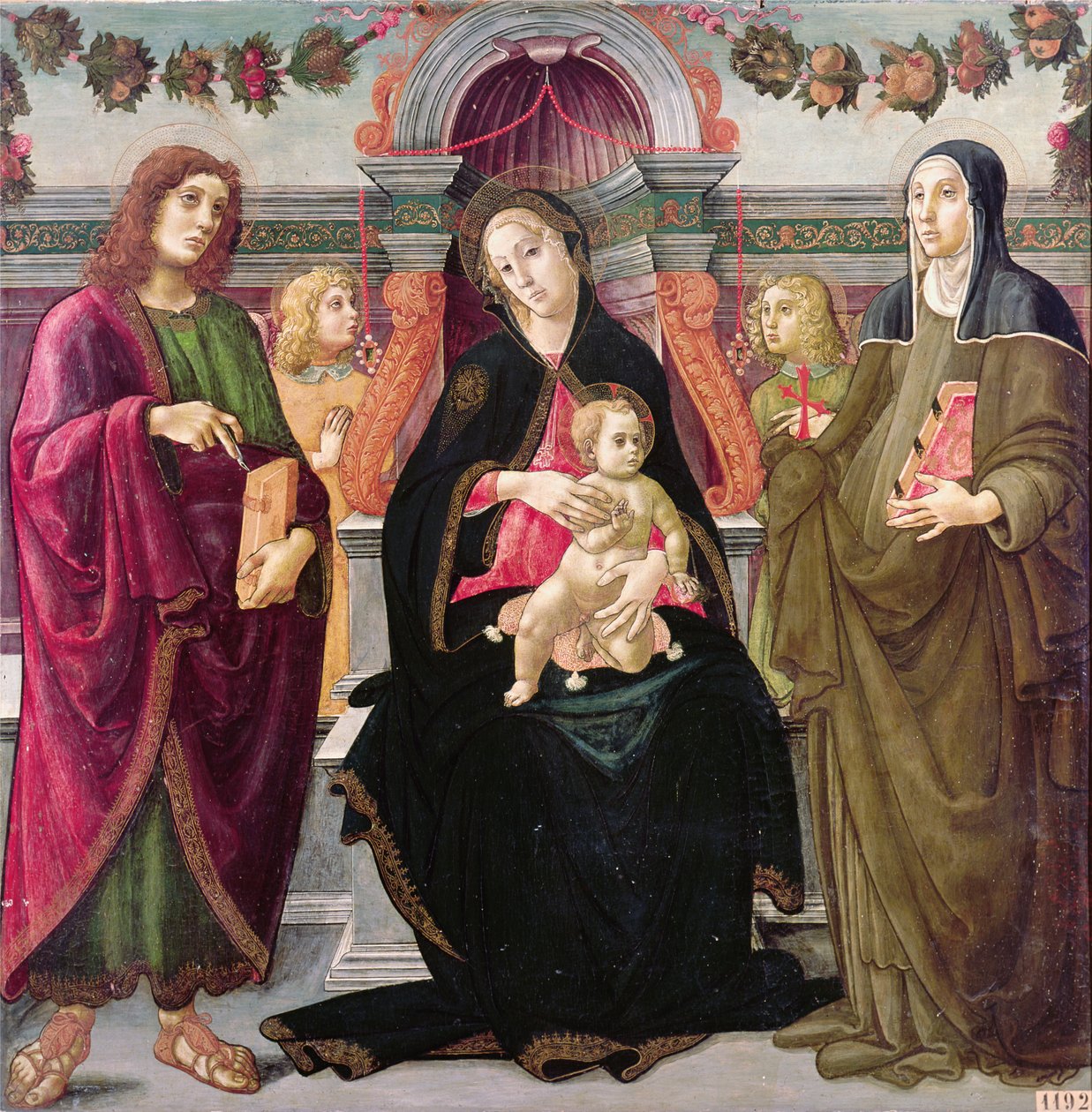 İki Aziz ile Bakire ve Çocuk by Luca Signorelli