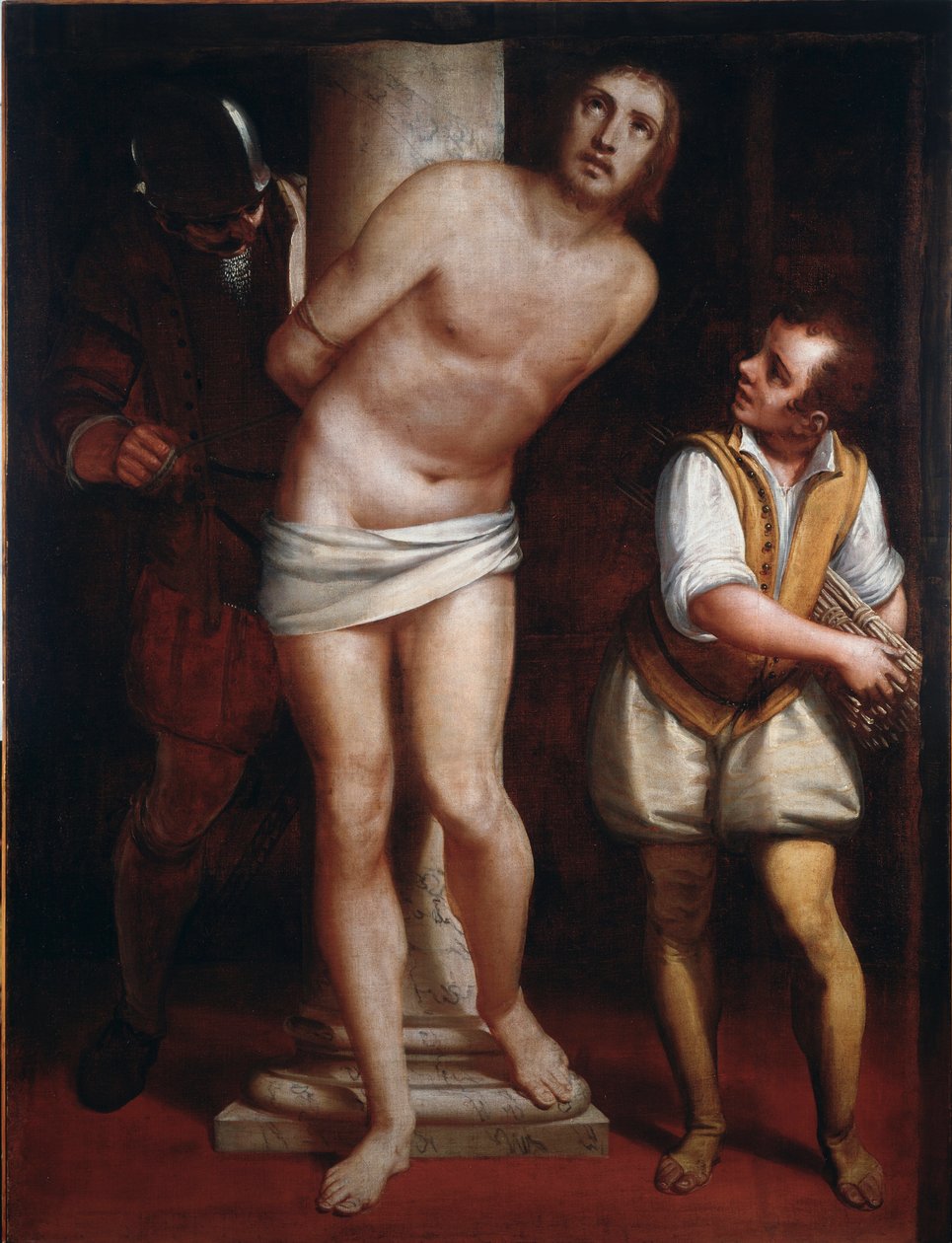 Sütundaki İsa veya kırbaçlanan Resim Luca Cambiaso (1527-1585) Dim 171x130 cm Genler, Musei di Strada Nuova (eski Palazzo Bianco) by Luca Cambiaso