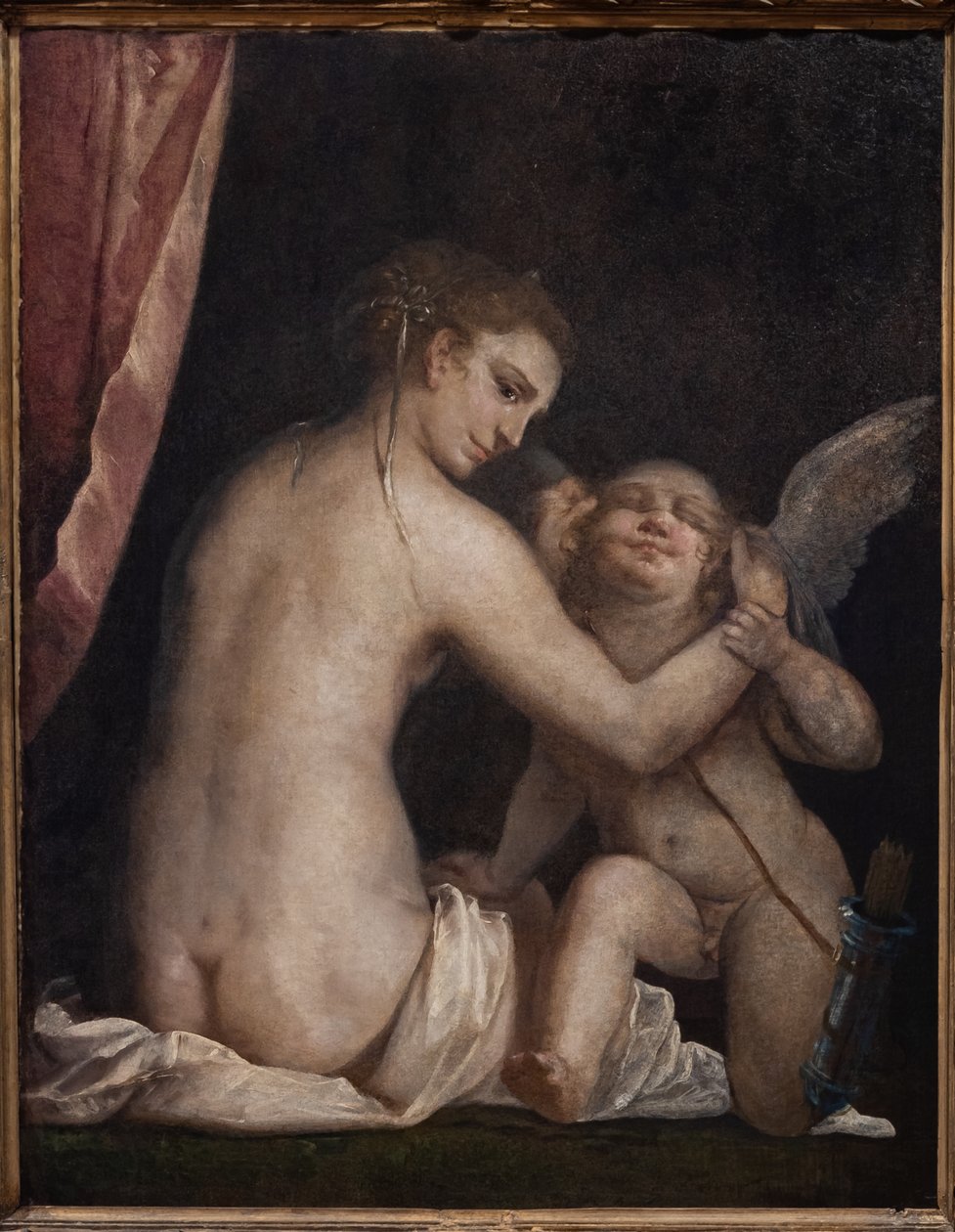 Fontanellato, Labirinto della Masone, Franco Maria Ricci Sanat Koleksiyonu: "Venüs Gözleri Bağlayan Aşk Tanrısı" by Luca Cambiaso