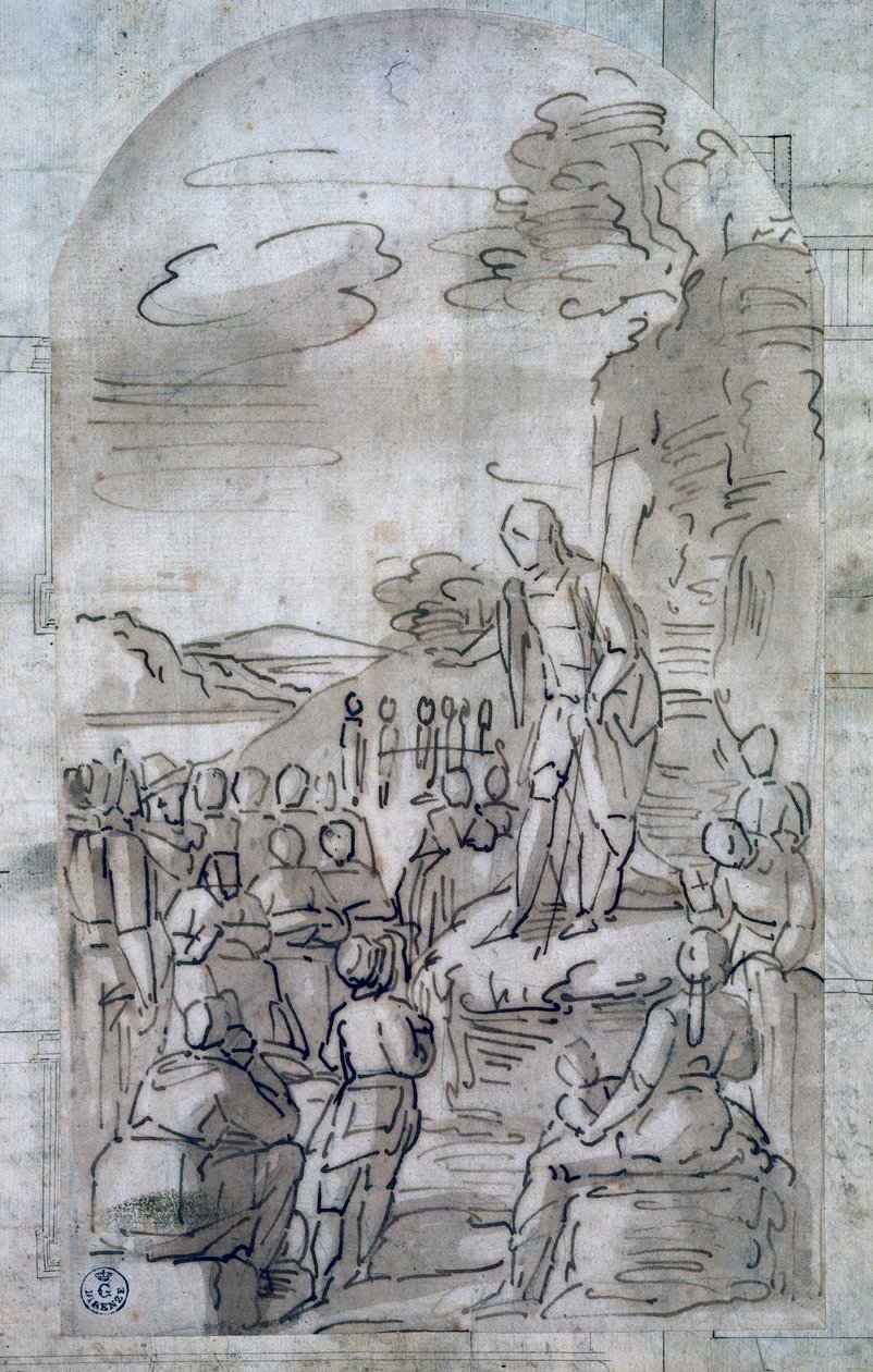 Aziz John Baptist vaazı, Luca Cambiaso (1527-1585), Kalem ve guajla çizim, İtalya by Luca Cambiaso
