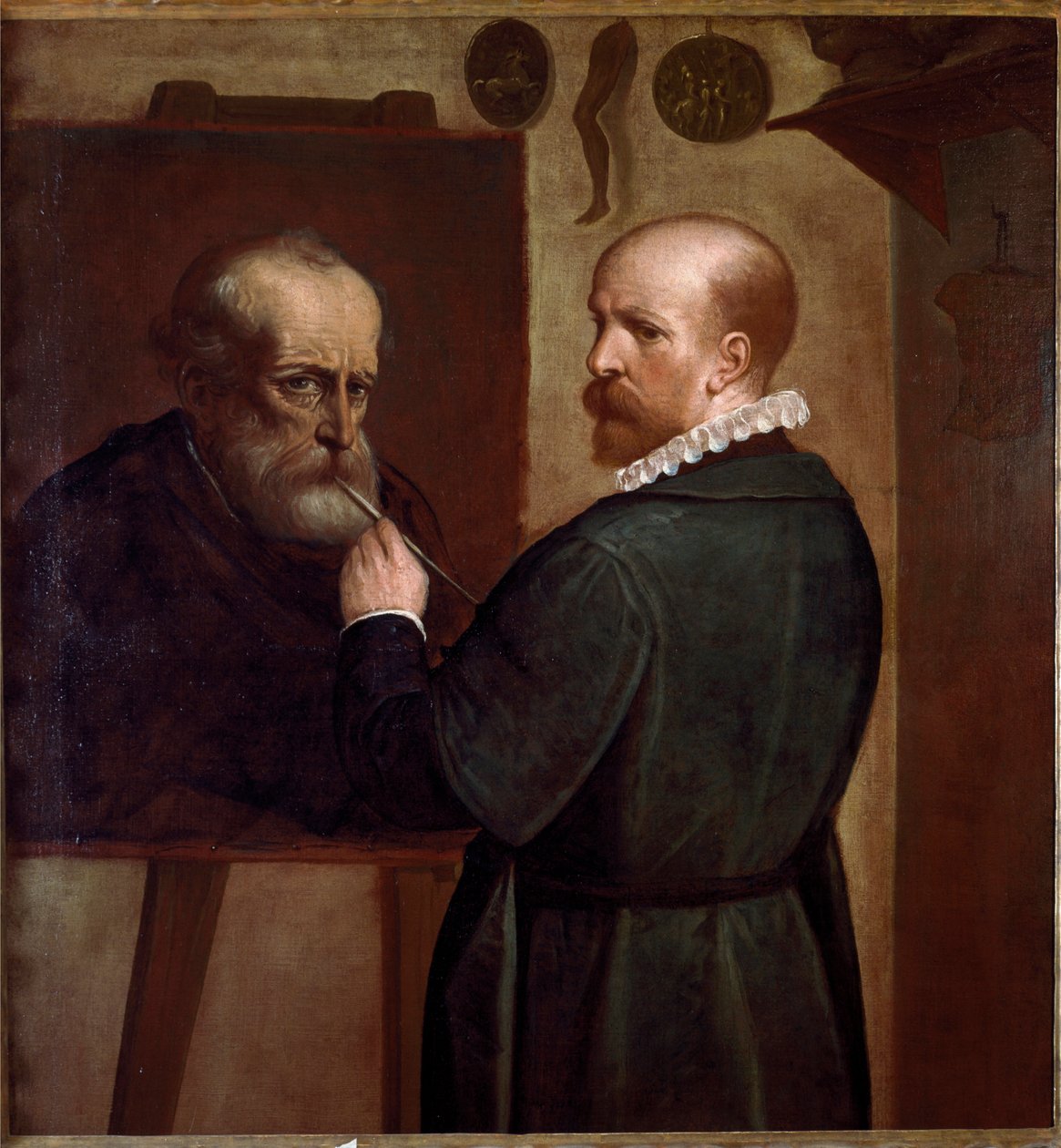 Babasının portresini yapan sanatçının otoportresi Luca Cambiaso (1527-1585) 1570 yaklaşık. Güneş. 104x97 cm Genler, Musei di Strada Nuova by Luca Cambiaso
