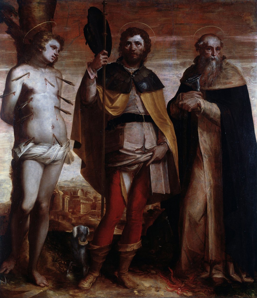 St Roch, St Sebastian ve St Anthony the Great (Resim by Luca Cambiaso