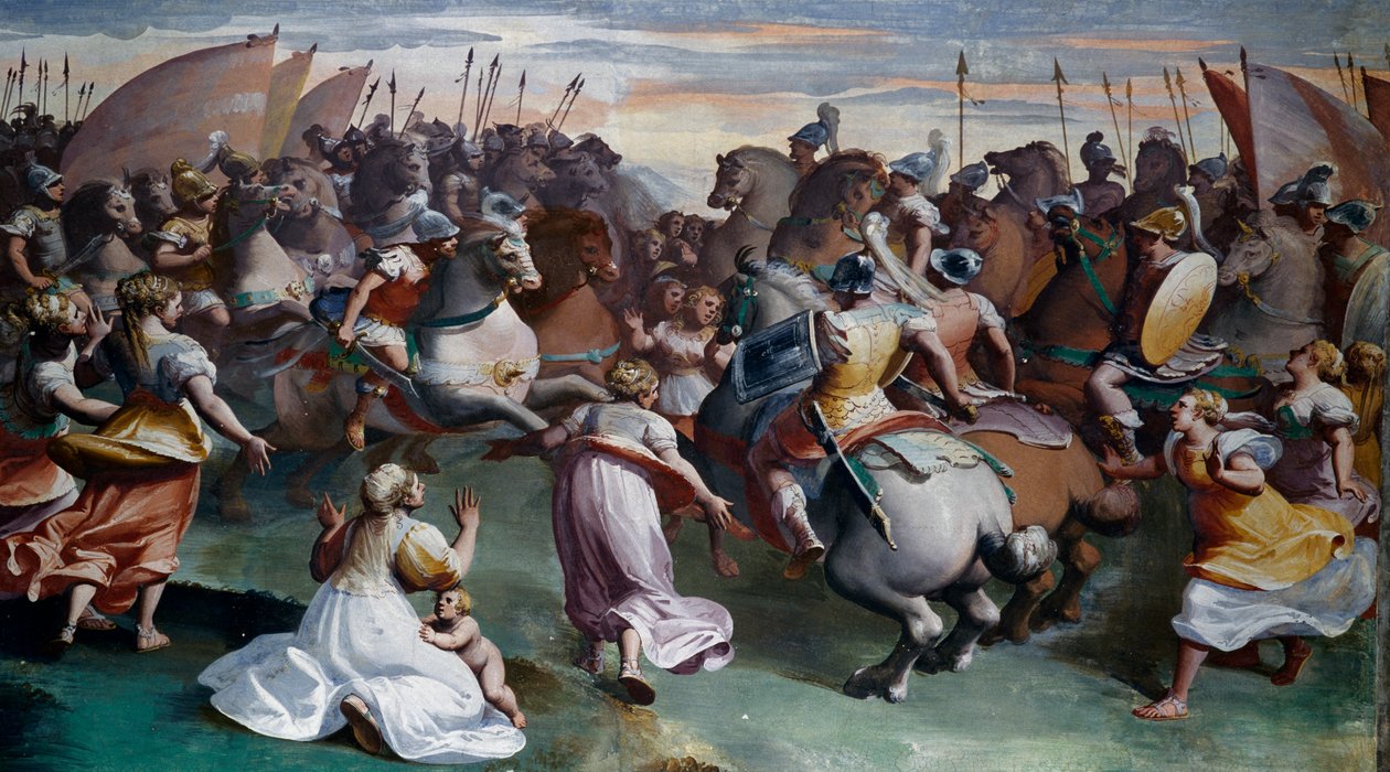 Sabine Tecavüz (16. yüzyıl), Luca Cambiaso (1527-1585), fresk, Villa Imperiale, Cenova, Liguria, İtalya by Luca Cambiaso