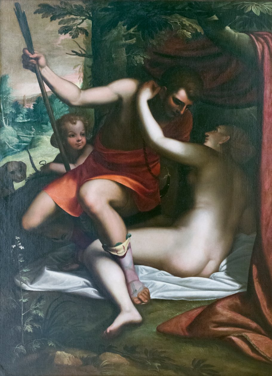 Venüs ve Adonis, 1585'ten önce, Luca Cambiaso (tuval üzerine yağlıboya) by Luca Cambiaso