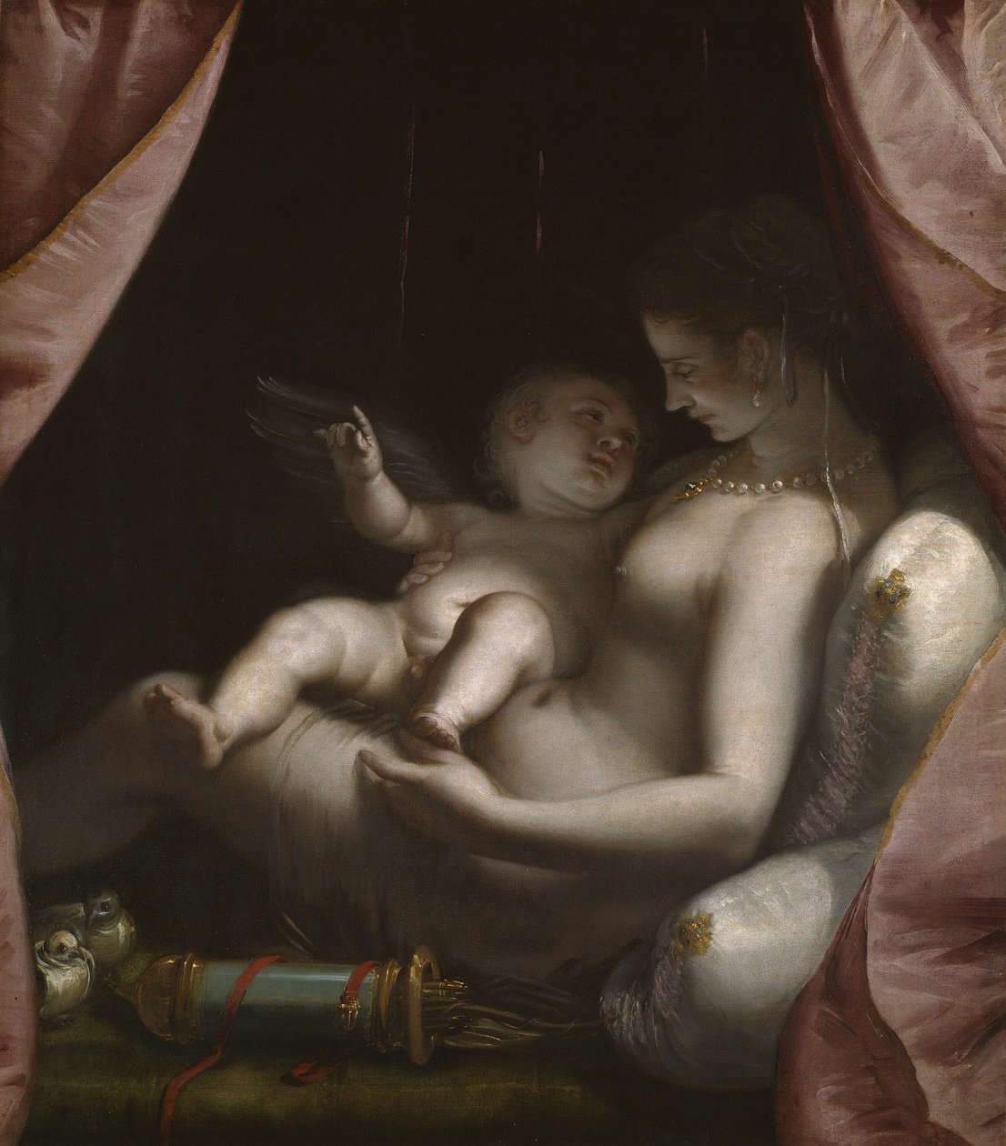 Venüs ve Aşk Tanrısı, c. 1570. by Luca Cambiaso