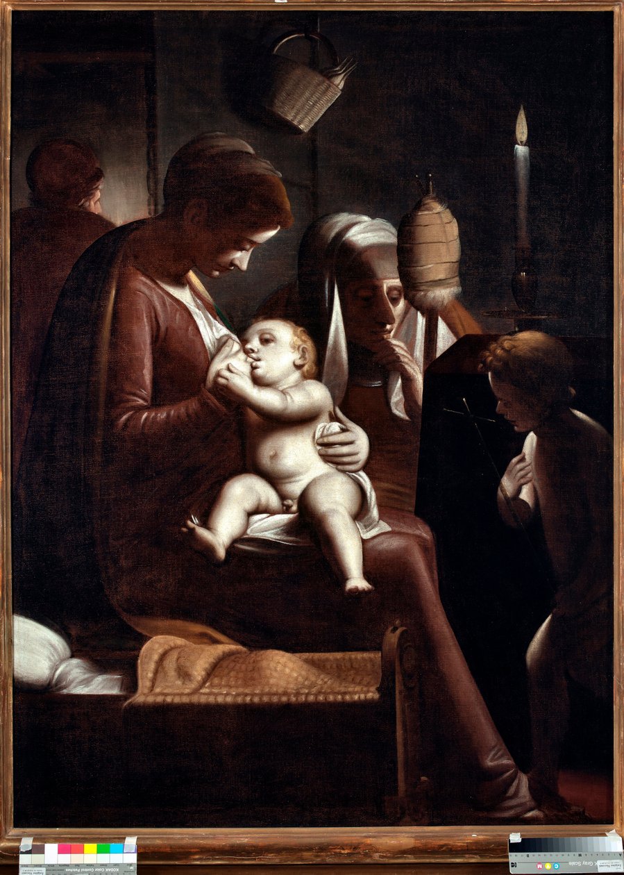 Vaftizci Yahya ile Bakire ve Çocuk veya “” Bakire bir mum” veya “” Aziz Anne ve Vaftizci Yahya ile Kutsal Aile”” (Mumlu Bakire) Tablo Luca Cambiaso (1527-1585) by Luca Cambiaso