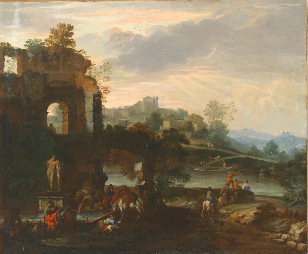 Farnese Herkül ile Capriccio. by Luca Carlevaris