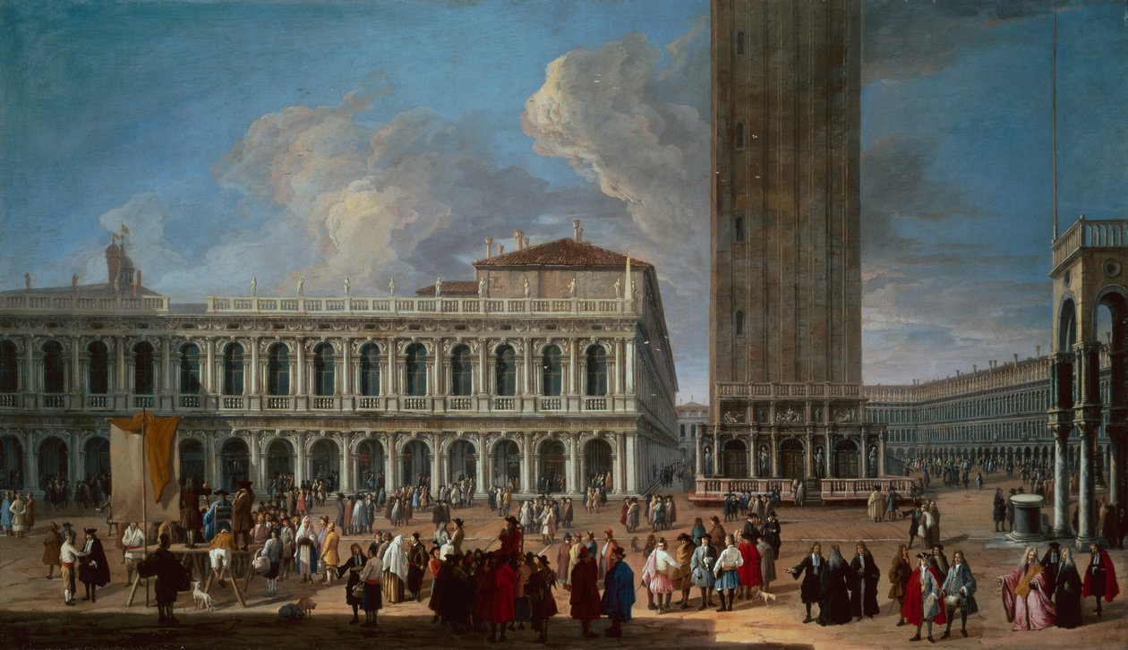 Piazzetta ve Piazza San Marco, Venedik (tuval üzerine yağlı boya) by Luca Carlevaris
