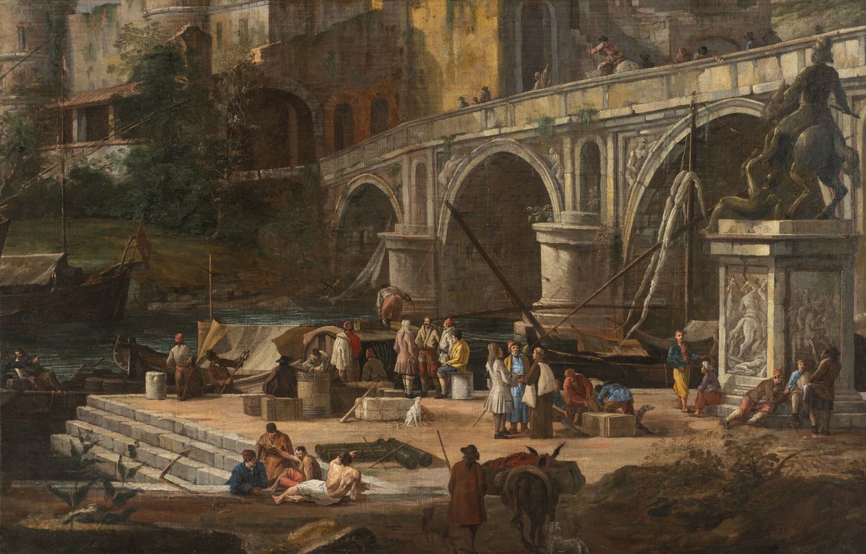 Bir nehir limanının görünümü, 1690 ve 1699 yılları arasında. by Luca Carlevaris