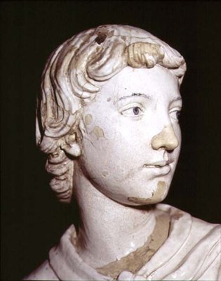 Mumlu melek, kafa detayı (sırlı seramik) (97636 detayı) (çift için bkz. 97637-8) by Luca Della Robbia
