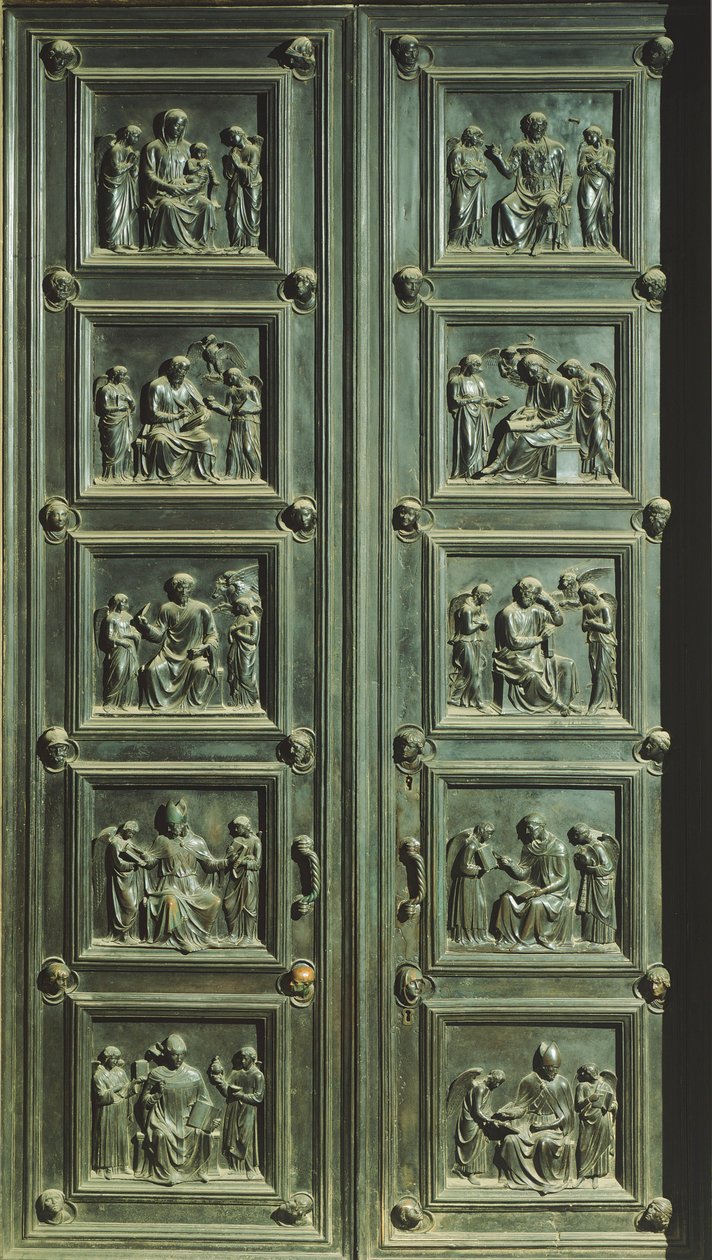 İtalya, Floransa, Santa Maria del Fiore Kilisesi, Kitlelerin kutsallığının kapısı, Luca della Robbia (yaklaşık 1400-1482) (UNESCO Dünya Mirası) by Luca Della Robbia