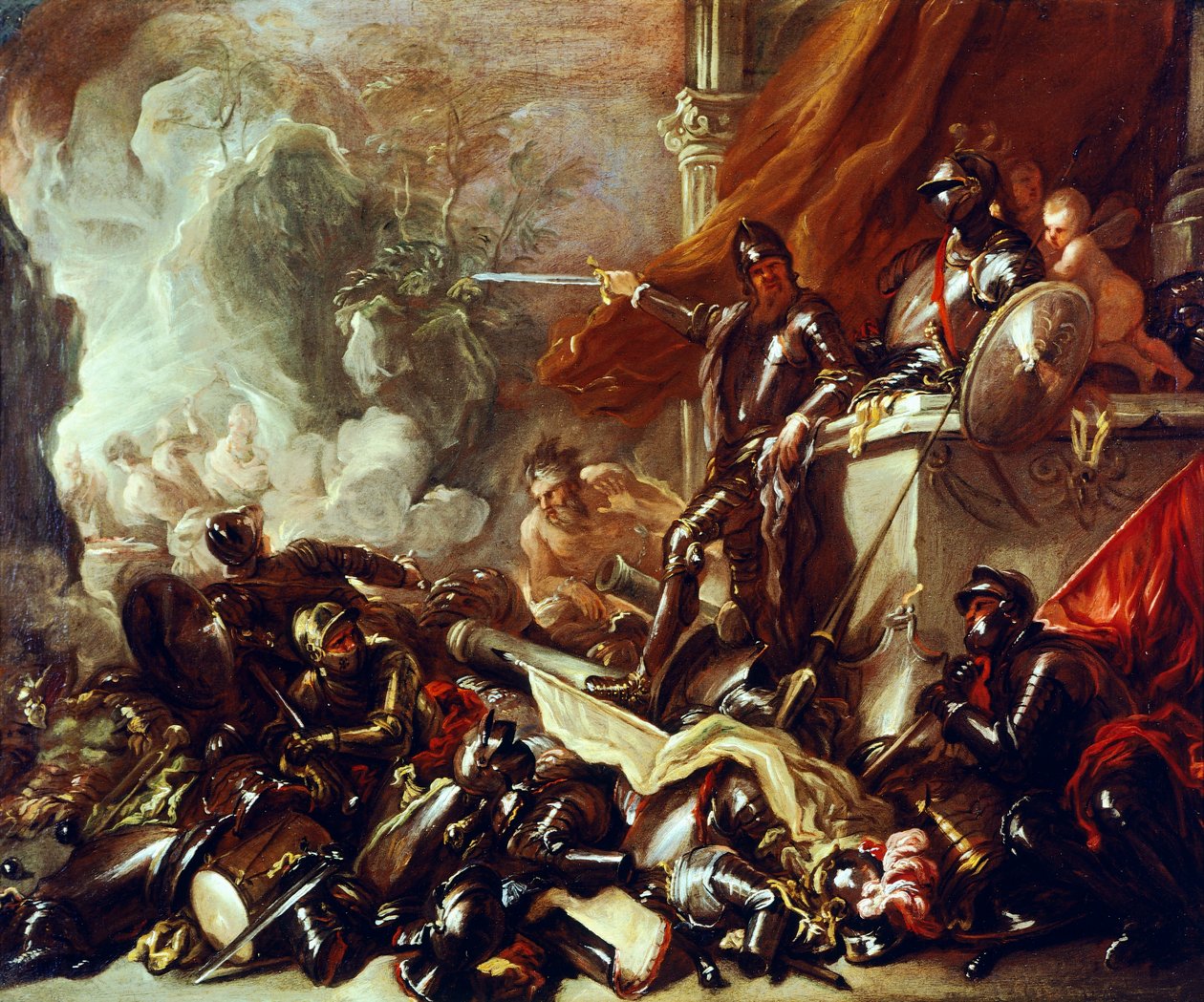 Savaş Alegorisi, Luca Giordano (1634-1705), tuval üzerine yağlı boya, 61x50 cm by Luca Giordano