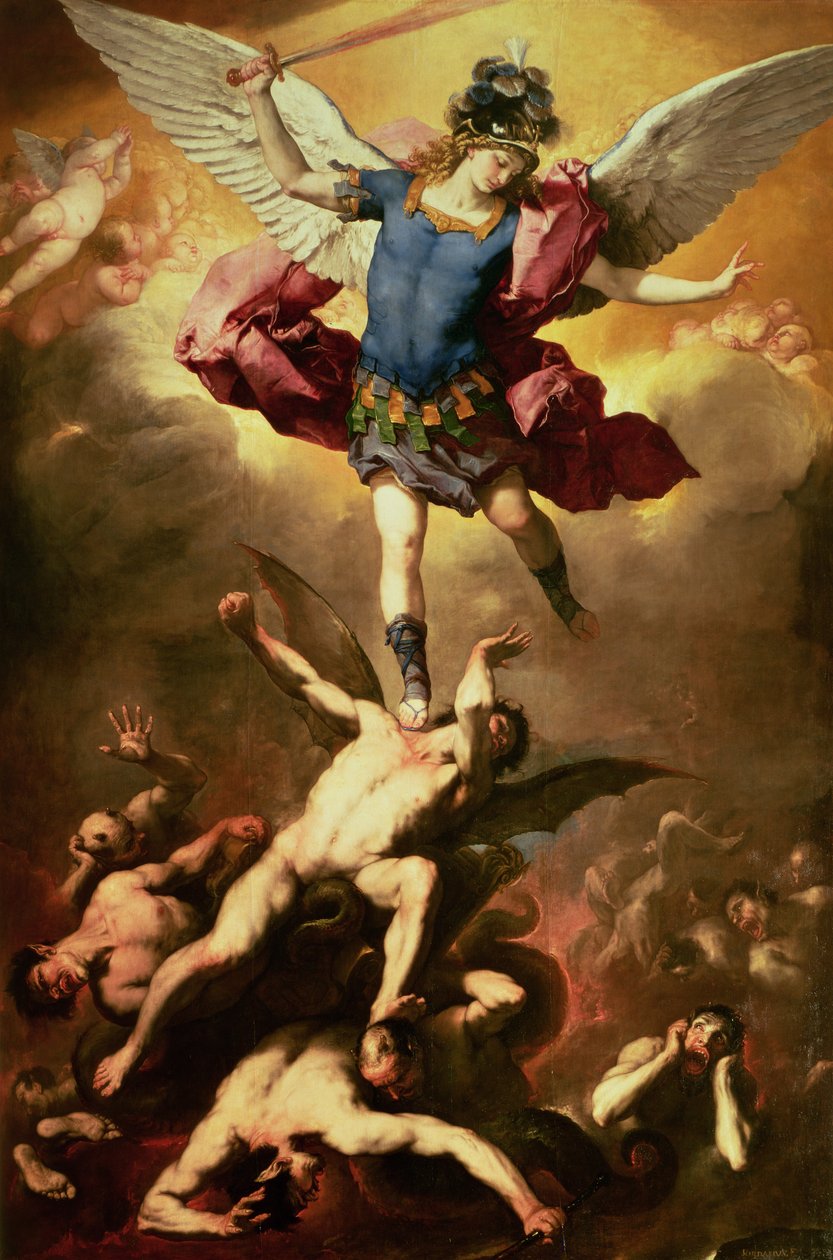 Başmelek Mikail asi meleği devirdi, c.1660-65 by Luca Giordano