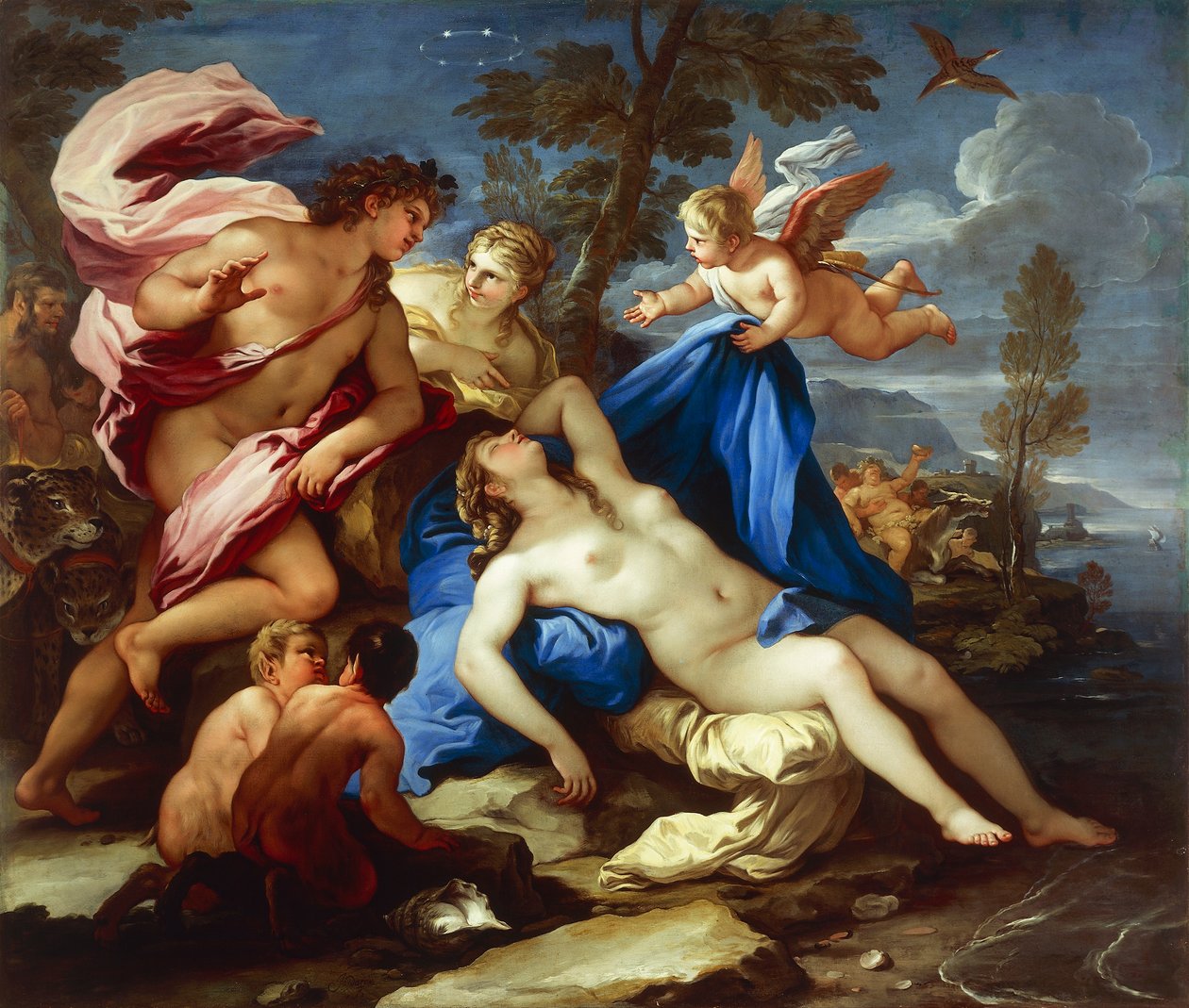 Bacchus ve Ariadne, Luca Giordano, tuval üzerine yağlı boya by Luca Giordano