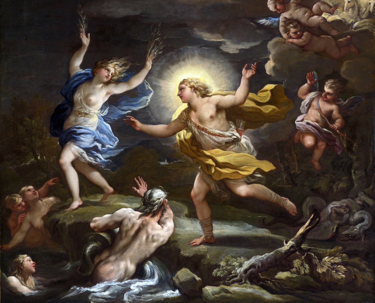 Barok : Apollo ve Daphne par Giordano, Luca (1632-1705). Tuval üzerine yağlıboya by Luca Giordano