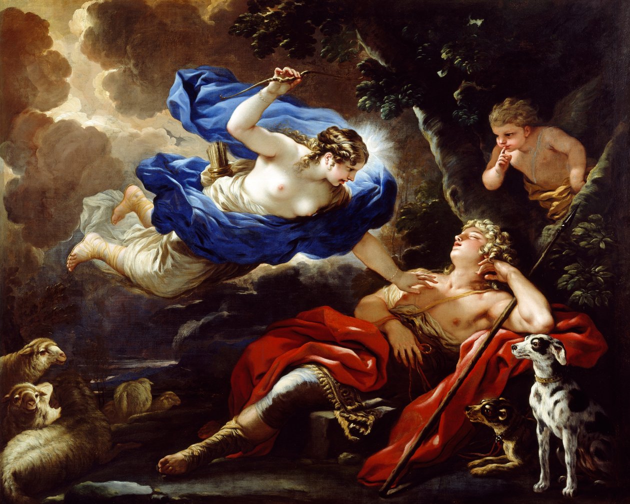 Diana ve Endymion, Luca Giordano, tuval üzerine yağlı boya by Luca Giordano
