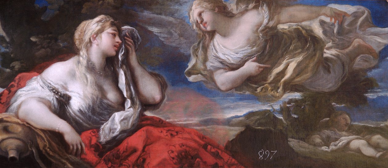 Çölde Hagar ve İsmail c.1696 (tuval üzerine yağlıboya) by Luca Giordano