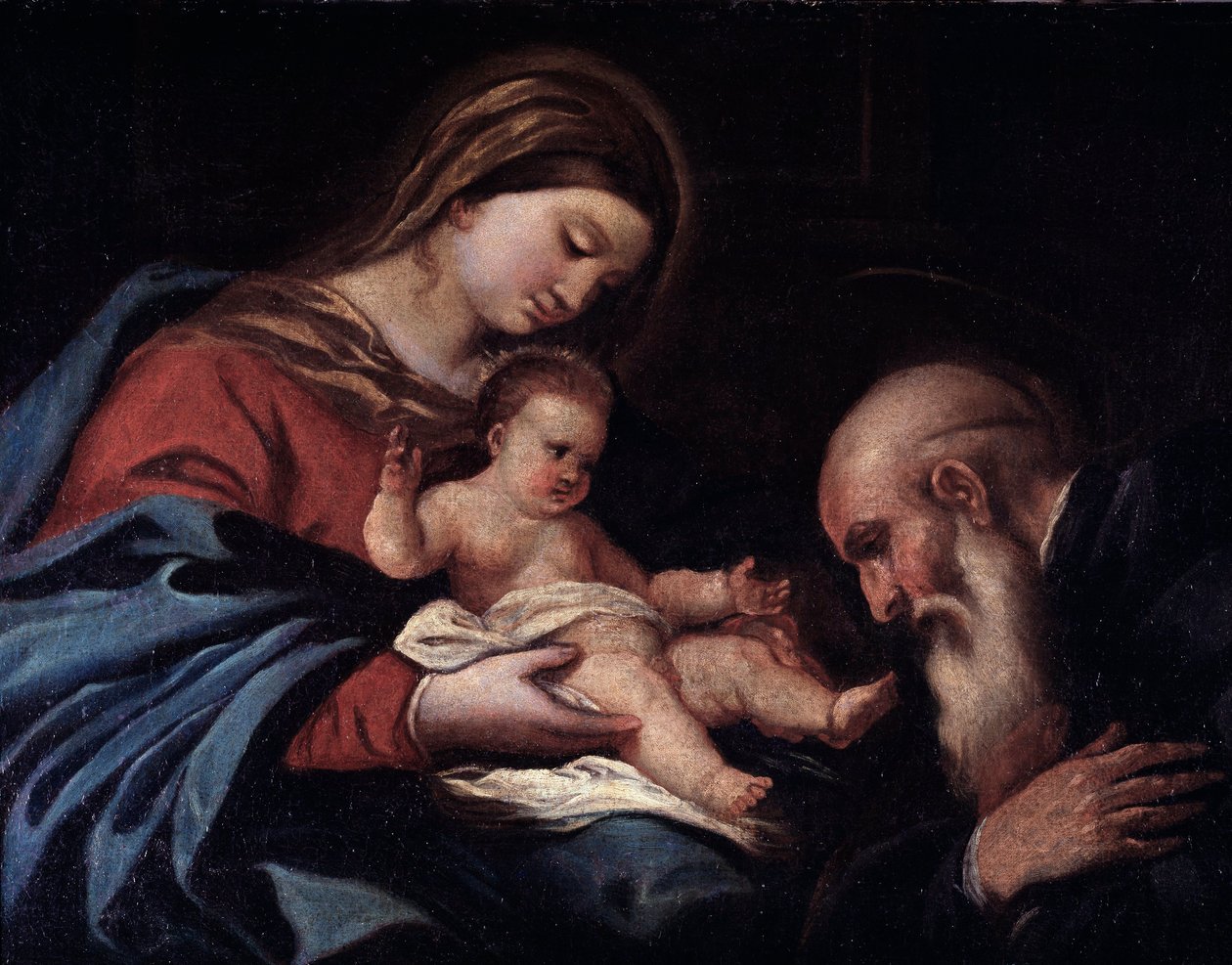 Çocuk ve Aziz Benedict ile Madonna (tuval üzerine yağlı boya by Luca Giordano