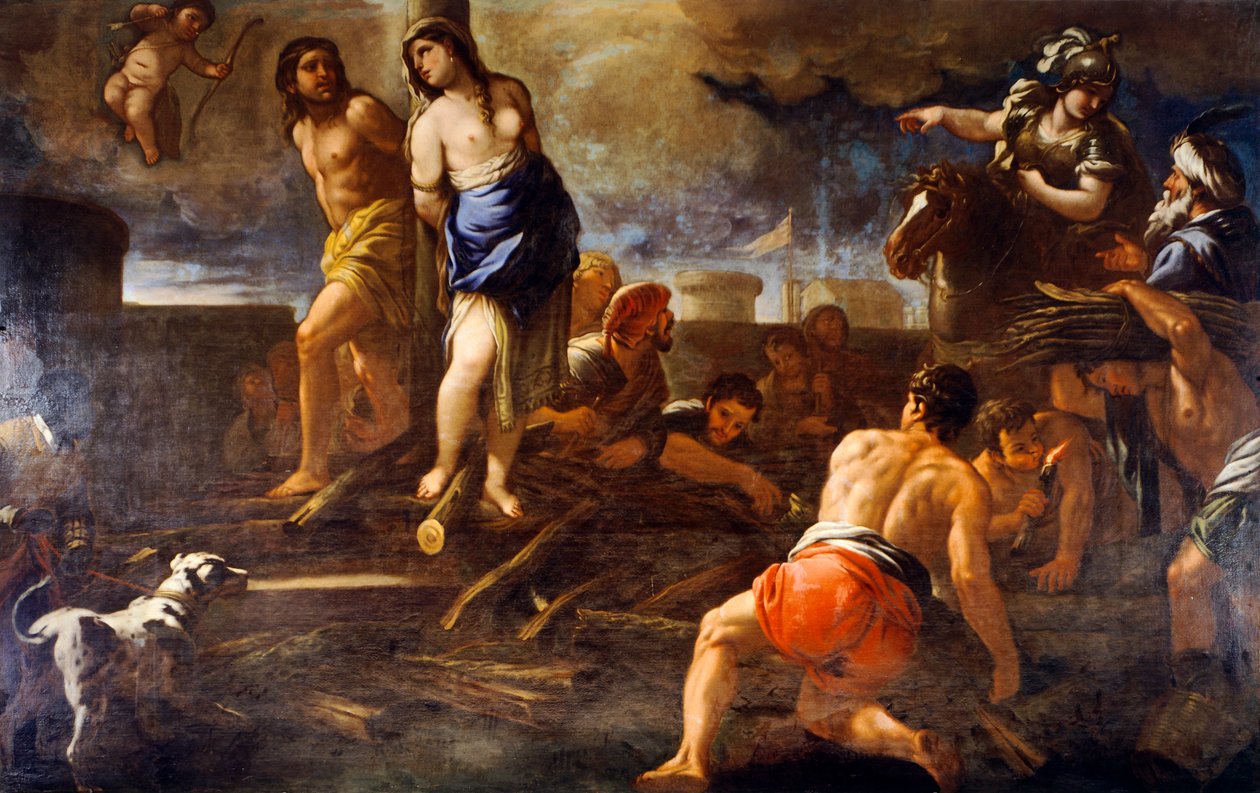 Olindo ve Sophronia, Luca Giordano (1632-1705), tuval üzerine yağlı boya by Luca Giordano