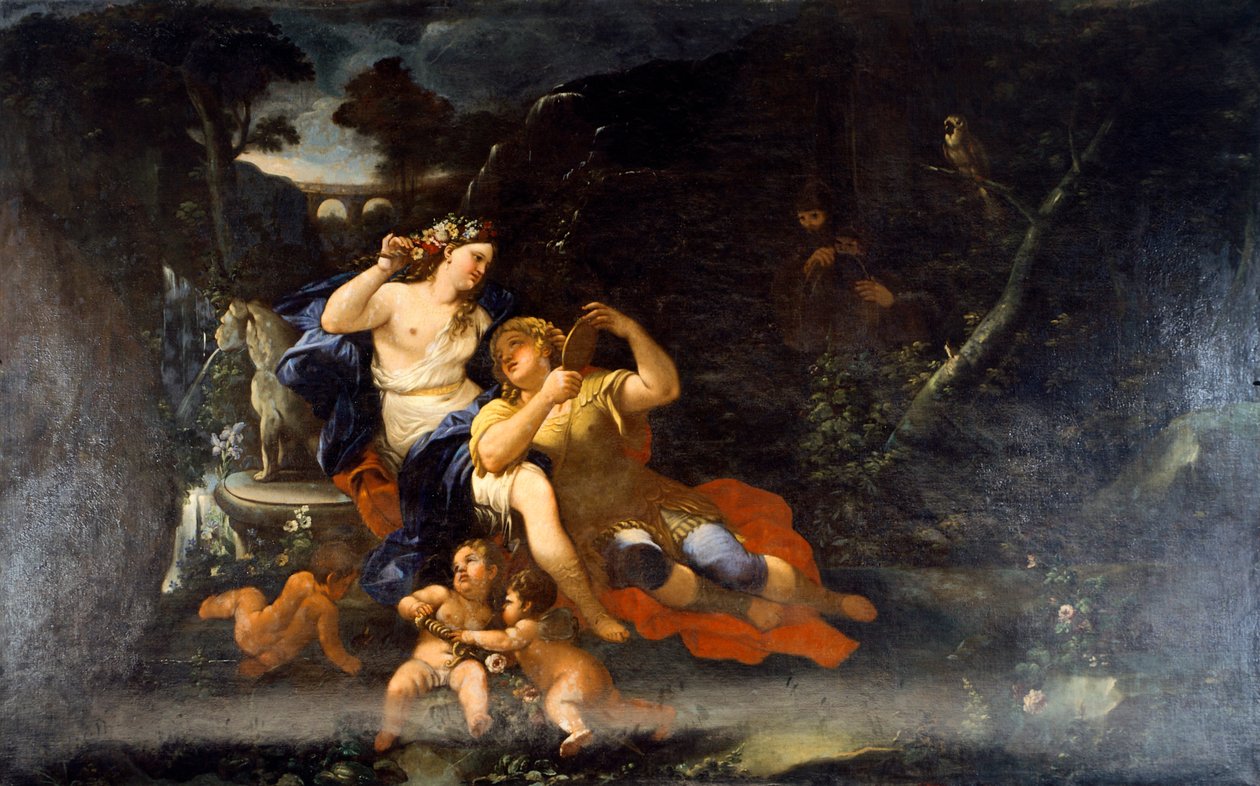 Rinaldo ve Armida, Luca Giordano (1632-1705), tuval üzerine yağlı boya by Luca Giordano