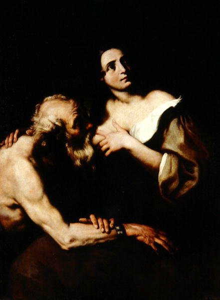 Roman Charity (tuval üzerine yağlı boya) by Luca Giordano