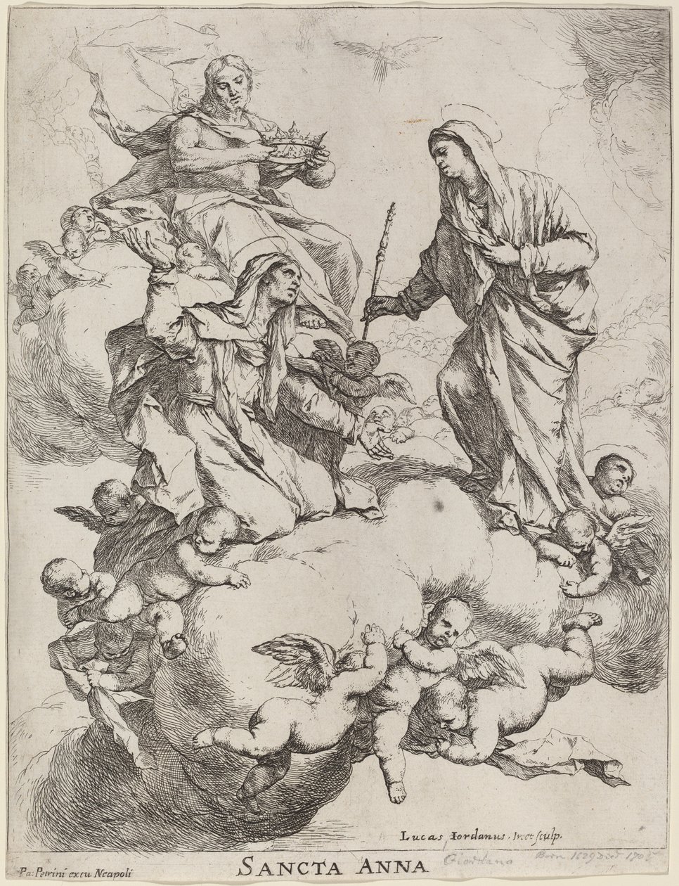 Bakire ve İsa tarafından alınan Aziz Anne by Luca Giordano