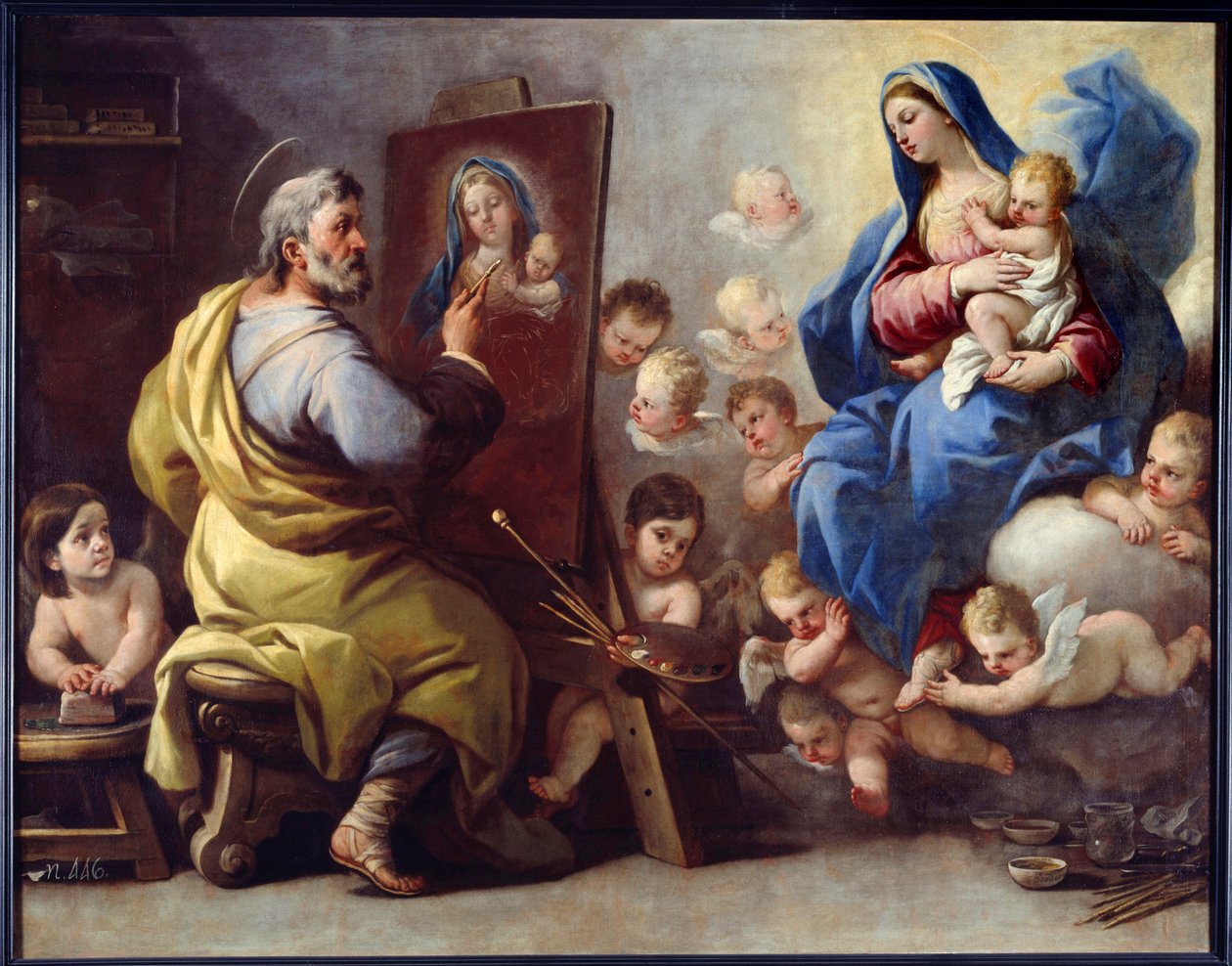 Aziz Luka, Bakire Tablosunu Luca Giordano (Fa Pesto) (1632-1705) tarafından boyarken 17. yüzyıl Brest, Güzel Sanatlar Müzesi by Luca Giordano
