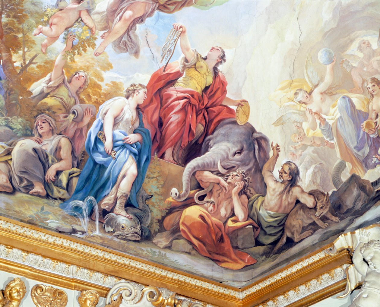 Temperance, Luca Giordano (1634-1705), fresk, Palazzo Medici Riccardi, Floransa tarafından Aynalar Salonu