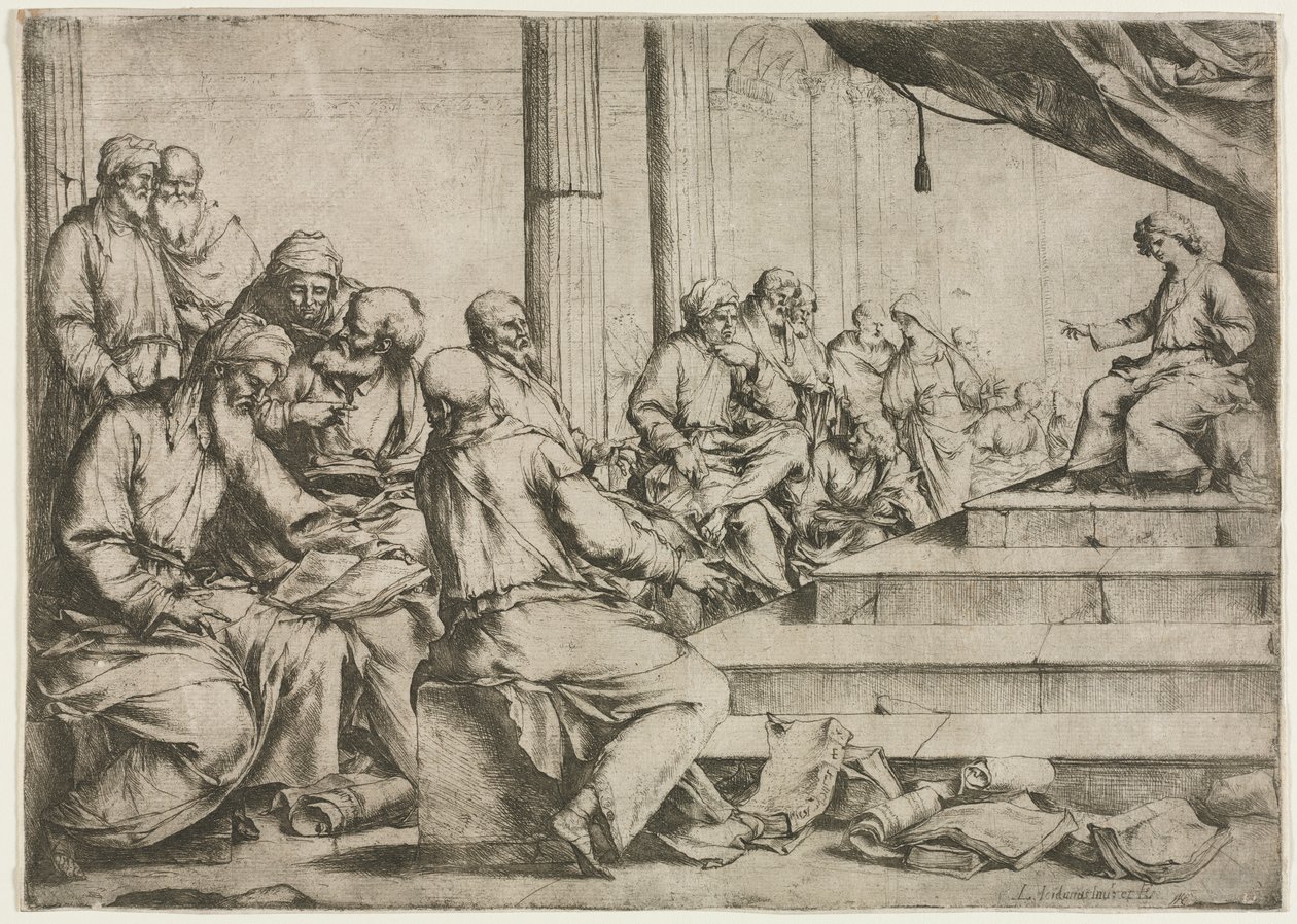 Tapınakta Genç Mesih Öğretimi, c. 1653. by Luca Giordano
