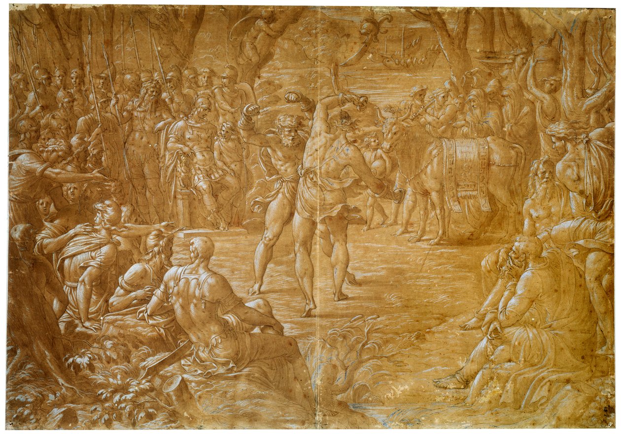 Sicilya Entellus ve Truva Dares arasındaki Dövüş, c1544 by Luca Penni