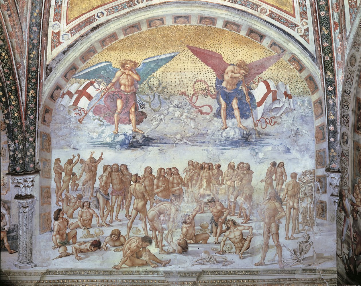 Bir katedralde bir fresk yakın çekim, Etin Dirilişi, Luca Signorelli, Orvieto, Umbria, İtalya by Luca Signorelli