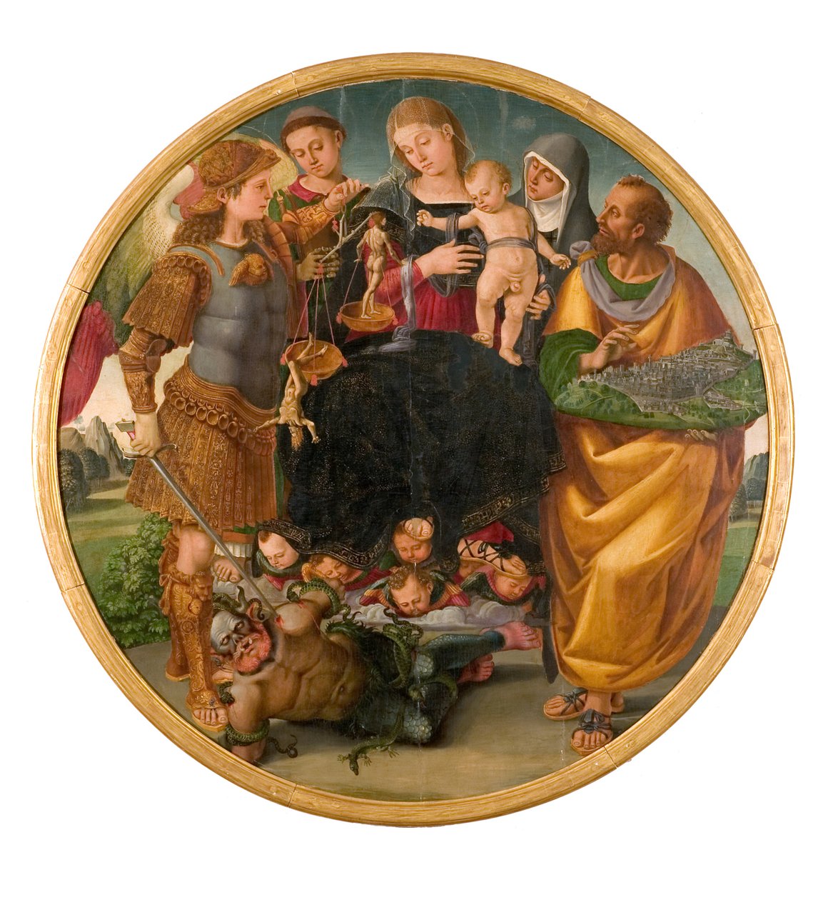 Aziz Tondo Signorelli, 1510-1515 arasında Madonna ve Çocuk. by Luca Signorelli