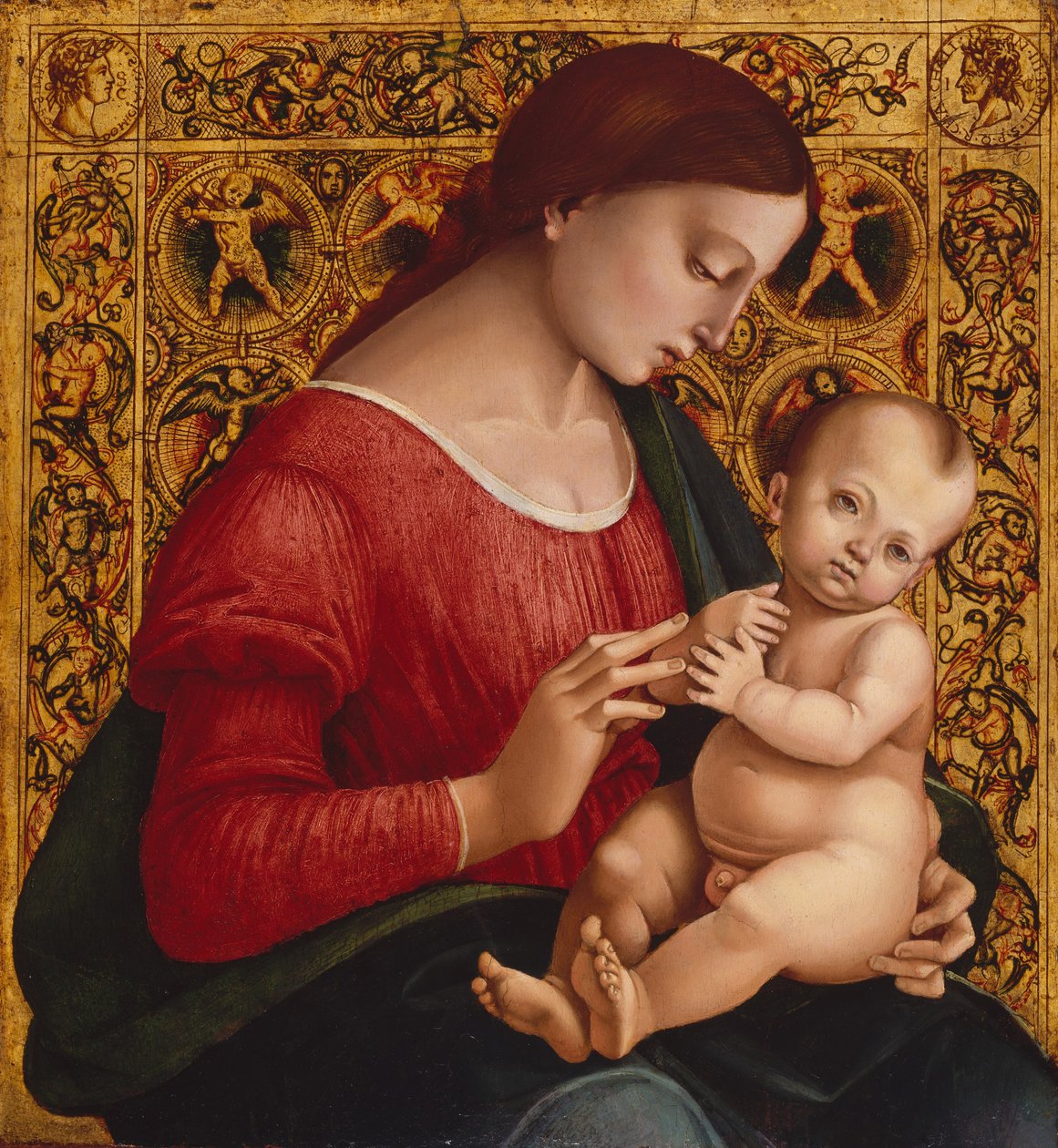 Madonna ve Çocuk, c.1505-07 (ahşap üzerine yağ ve altın) by Luca Signorelli