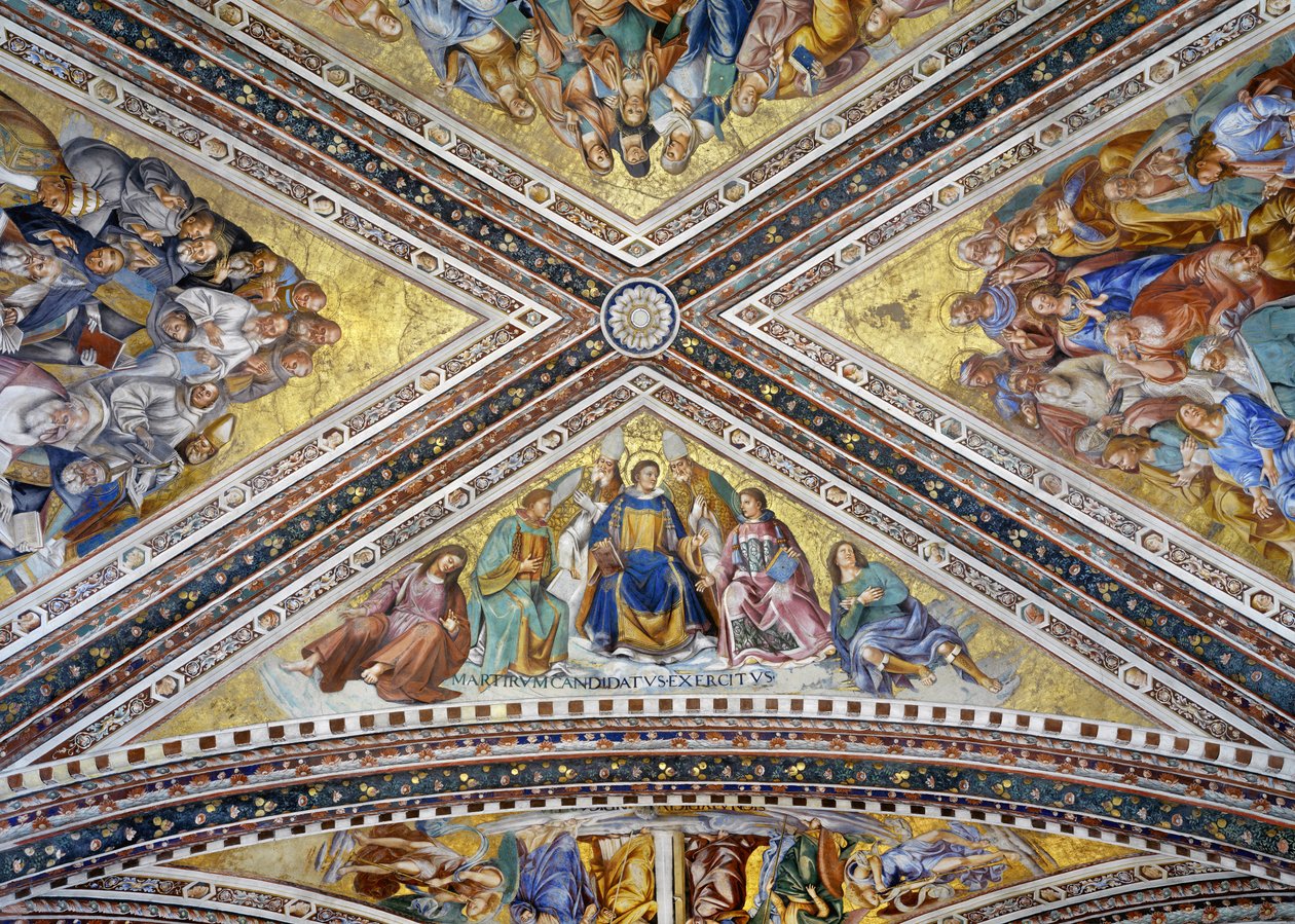 Şehitler, patrikler, kilise doktorları ve bakireler by Luca Signorelli