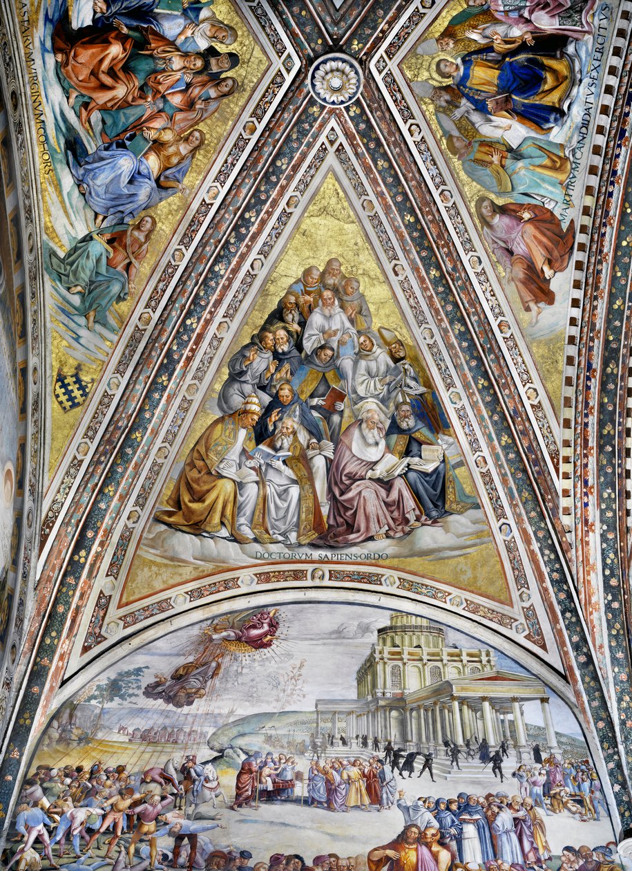 Şehitler, patrikler, kilise doktorları ve bakireler by Luca Signorelli