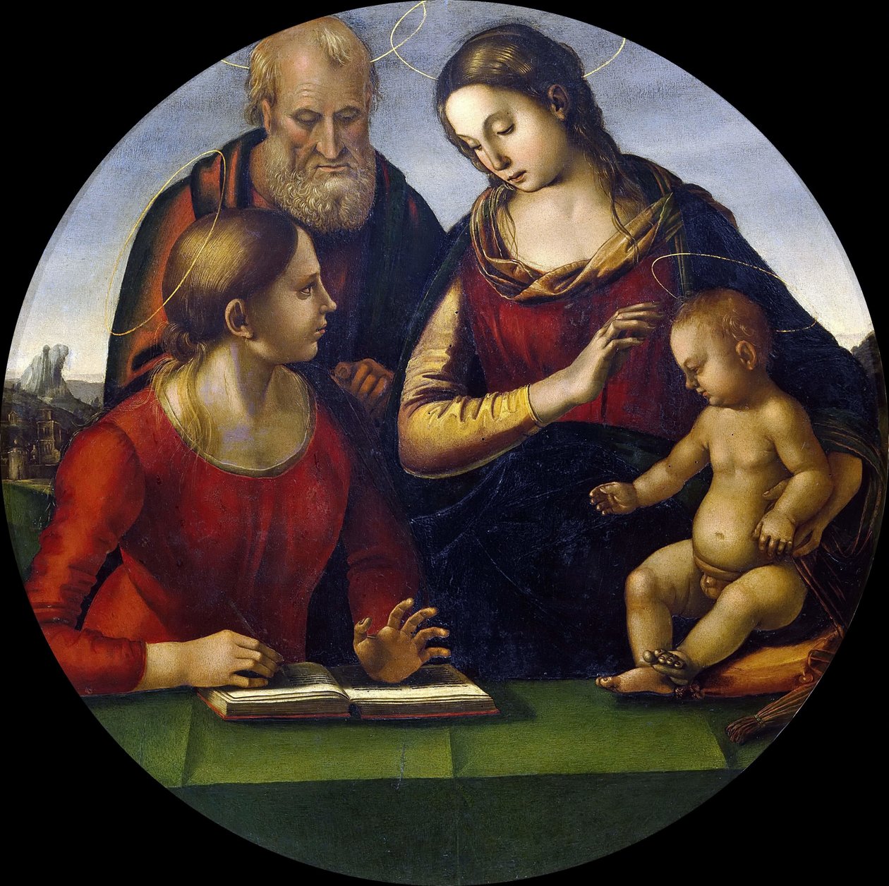 Aziz ile Kutsal Aile, c.1490-1495. by Luca Signorelli