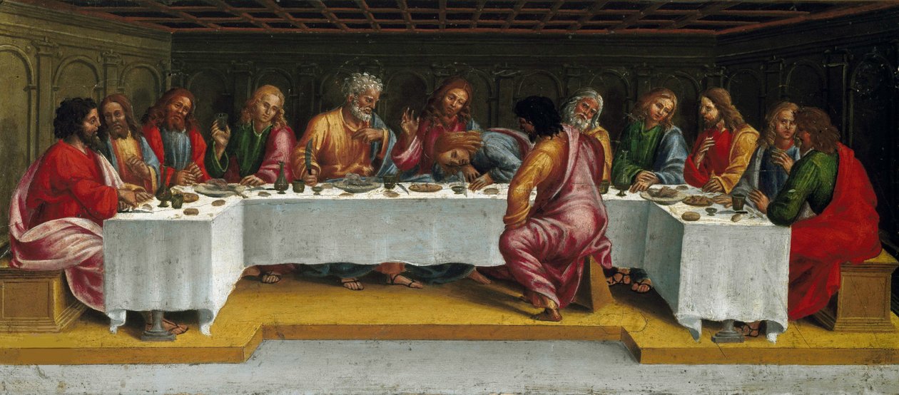 Son Akşam Yemeği. Ölü İsa Üzerine Ağıt, Predella paneli, 1502. by Luca Signorelli