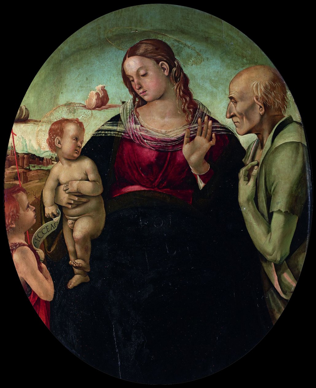 Aziz John ve Aziz Jerome ile Madonna ve Çocuk, 1491. by Luca Signorelli