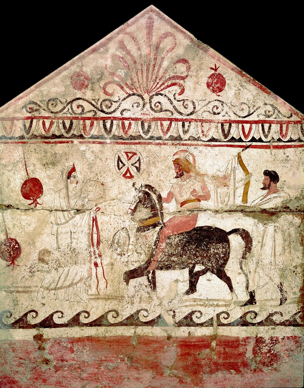 Muzaffer savaşçı Lucanian freskinin dönüşü, MÖ 4. yüzyıldan kalma, mezar 86, Andriuolo a Paestum, İtalya nekropolünden geliyor. Museo nazionale arkeolog, Paestum by Lucanian School