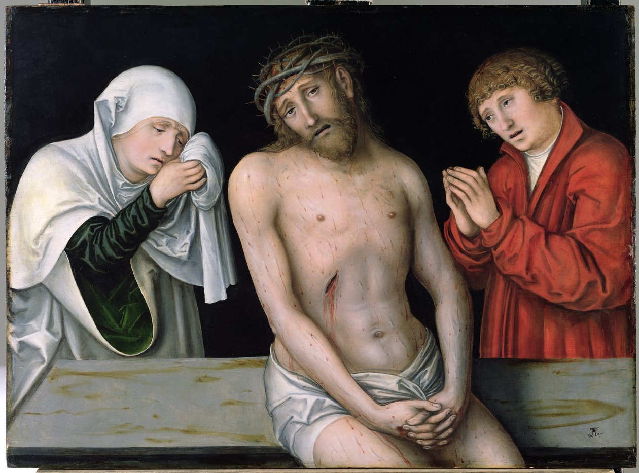 Bakire ve Aziz John ile Acıların Adamı Olarak İsa by Lucas Cranach the Elder